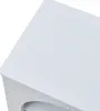 A close-up view of the top corner of a white nightstand. Podgląd zdjęcia produktu
