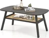 Table basse en bois avec étagère en rotin, 2 niveaux, 100 x Voir les images du produit 4