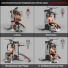 A collage of four images showing a multi-functional home fitness studio in use, with each image demonstrating a different exercise. Náhľad obrázku produktu