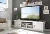 A living room scene featuring a white TV stand with a television on it, a sofa, and a floor lamp. Produktbild-Vorschau