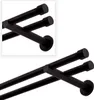 A close-up view of a black matte double curtain rod with end caps, showing the mounting hardware. Produktbild-Vorschau