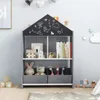 COSTWAY 2 in 1 Kinderregal mit Tafel, 2 Boxen & 6 Fächern, Produktbild-Vorschau 8