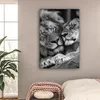 MuchoWow® - Leinwandbilder - Löwen - Tiere - Schwarz - Weiß Produktbild-Vorschau 2