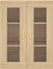 A front view of a wooden cabinet with glass doors. Podgląd zdjęcia produktu