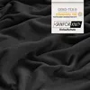A close-up view of dark gray fabric with a label showing certifications. Produktbild-Vorschau