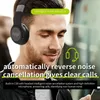 A man wearing headphones, with marketing text overlays. Produktbild-Vorschau