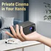 A hand holding a small black projector in a living room setting. Anteprima dell’immagine prodotto