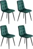 Four green upholstered chairs with black metal legs are arranged in a two-by-two grid against a white background. Anteprima dell’immagine prodotto