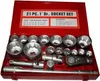 A red metal toolbox containing a 21-piece 1-inch drive socket set. Produktbild-Vorschau