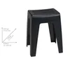 A black plastic stool with a diagram showing its dimensions. Produktbild-Vorschau