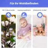 A collage of three images showcasing product features: cotton plant, a baby, and a woman sleeping. Produktbild-Vorschau
