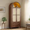Merax Kleiderschrank mit Bogen-Nische und Rattan-Doppeltür, Produktbild-Vorschau 6