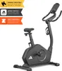 An exercise bike with marketing overlays highlighting compatibility features. Produktbild-Vorschau