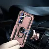 A rose gold phone case with a ring holder is magnetically attached to a car vent mount. Produktbild-Vorschau