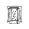 A set of two nesting side tables with hexagonal tops and intricate wireframe bases. Produktbild-Vorschau