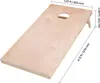 A wooden cornhole board with dimensions indicated by measurement lines and text. Náhled obrázku produktu