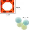A magnetic building toy square and three marbles are shown with dimensions indicated. Náhled obrázku produktu