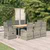 vidaXL 9-tlg. Garten-Essgruppe mit Kissen Grau Poly Rattan Produktbild-Vorschau 2
