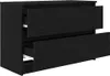 A black dresser with two drawers partially open, shown from a three-quarter angle against a white background. Náhled obrázku produktu