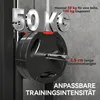 A close-up of weight plates on a gym machine with text overlays. Produktbild-Vorschau