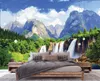 Fototapete 3D Effekt Wasserfall Berge Wald - 350x250 cm - Produktbild-Vorschau 2