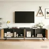 Meuble TV 180 x 40 x 50 cm, 4 portes, bois naturel, meuble Voir les images du produit 10