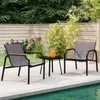 A patio set with two chairs and a table next to a pool. Podgląd zdjęcia produktu