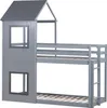 Patrová postel Merax 90x200 cm se schody a ochranou proti Náhled obrázku produktu 10