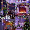 A collage of Christmas decorations including lit Christmas trees, a fireplace with stockings, and decorative deer. Voir les images du produit