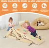 Two young children playing on a wooden climbing structure indoors. Podgląd zdjęcia produktu