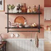 Wandregal Industrie-Look mit Haken, 80x64cm - Küchenregal Produktbild-Vorschau 2