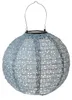 LED Solar Lampion - mit Blumenmuster - warmweiße LED - H: 25cm - D: 25cm - Lichtsensor - blau Produktbild-Vorschau