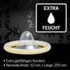 A condom is shown with a graphic indicating it is extra moist. Náhľad obrázku produktu