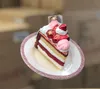 Christbaumschmuck Glas Torte auf Teller 12,5cm weiß / rot Produktbild-Vorschau 2