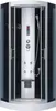 A modern shower cabin with a central control panel and shower head. Produktbild-Vorschau
