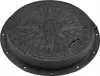 A black manhole cover with a decorative pattern. Produktbild-Vorschau