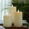 LED Stumpenkerze TWIST - Echtwachs - warmweiße 3D Flamme - H: 17,5cm - Batterie - Timer - creme Produktbild-Vorschau