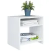 A white nightstand with two shelves, holding books and a potted plant. Produktbild-Vorschau