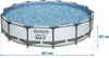 A round above-ground swimming pool with a metal frame, filled with water. Náhled obrázku produktu