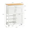 A diagram of a white kitchen cart with dimensions labeled. Produktbild-Vorschau
