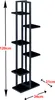 A black, multi-tiered plant stand shown against a white background with dimensions indicated by text and arrows. Anteprima dell’immagine prodotto