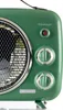 A close-up of a green vintage-style fan heater. Náhled obrázku produktu