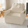 UnboxG Schlafsofa für 1 Person, beige, Chenille-Stoff, Produktbild-Vorschau 4