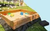 Springos® Holzsandkasten 120x120 cm mit Sitzbänken Produktbild-Vorschau 5
