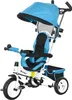 6-in-1 Kinderdreirad Blau mit Schiebestange, Dach, Gurt, Produktbild-Vorschau 1