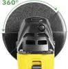 Close-up of an angle grinder with a grinding disc, highlighting its 360-degree rotation capability. Produktbild-Vorschau