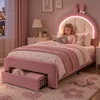 Polsterbett Kinderbett 90x200 cm mit Hasen-Design, Produktbild-Vorschau 1