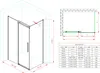 A technical drawing and a size chart for a shower enclosure. Produktbild-Vorschau