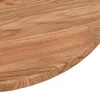 Close-up view of the edge and surface of a round wooden tabletop. Anteprima dell’immagine prodotto