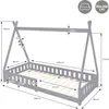 A diagram of a tipi-style children's bed with dimensions and measurements indicated. Náhled obrázku produktu